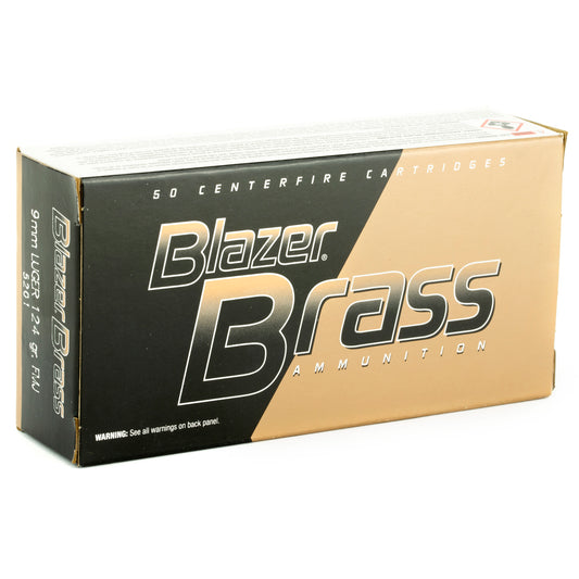 Blazer Ammunition 5201 9mm Luger 124 Grain Full Metal Jacket Brass Ammo (50 Rounds per Box, 1000 per Case)