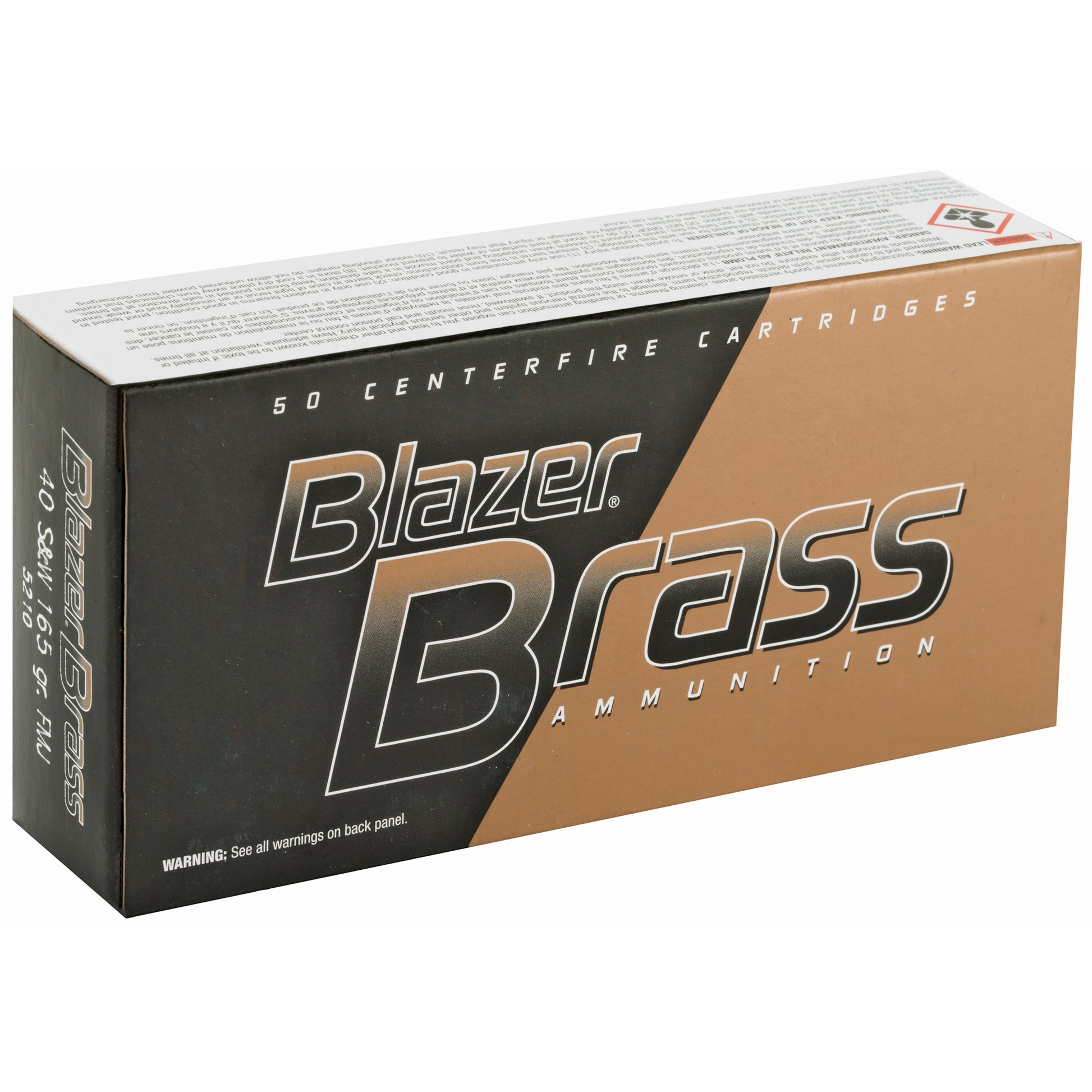 Blazer Ammunition Blazer Brass 40 S&W 165-Grain Full Metal Jacket, 50-Round Box