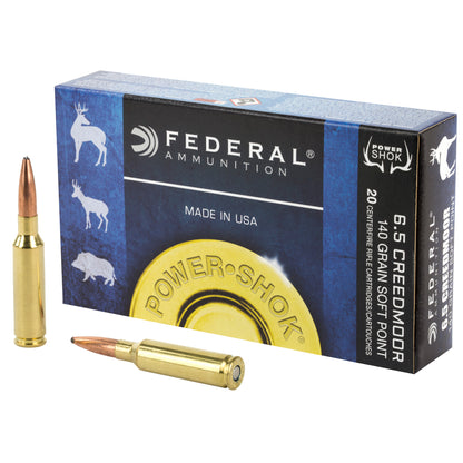 Federal PowerShok 6.5 Creedmoor 140 Grain Soft Point Rifle Ammunition - 20 Rounds per Box