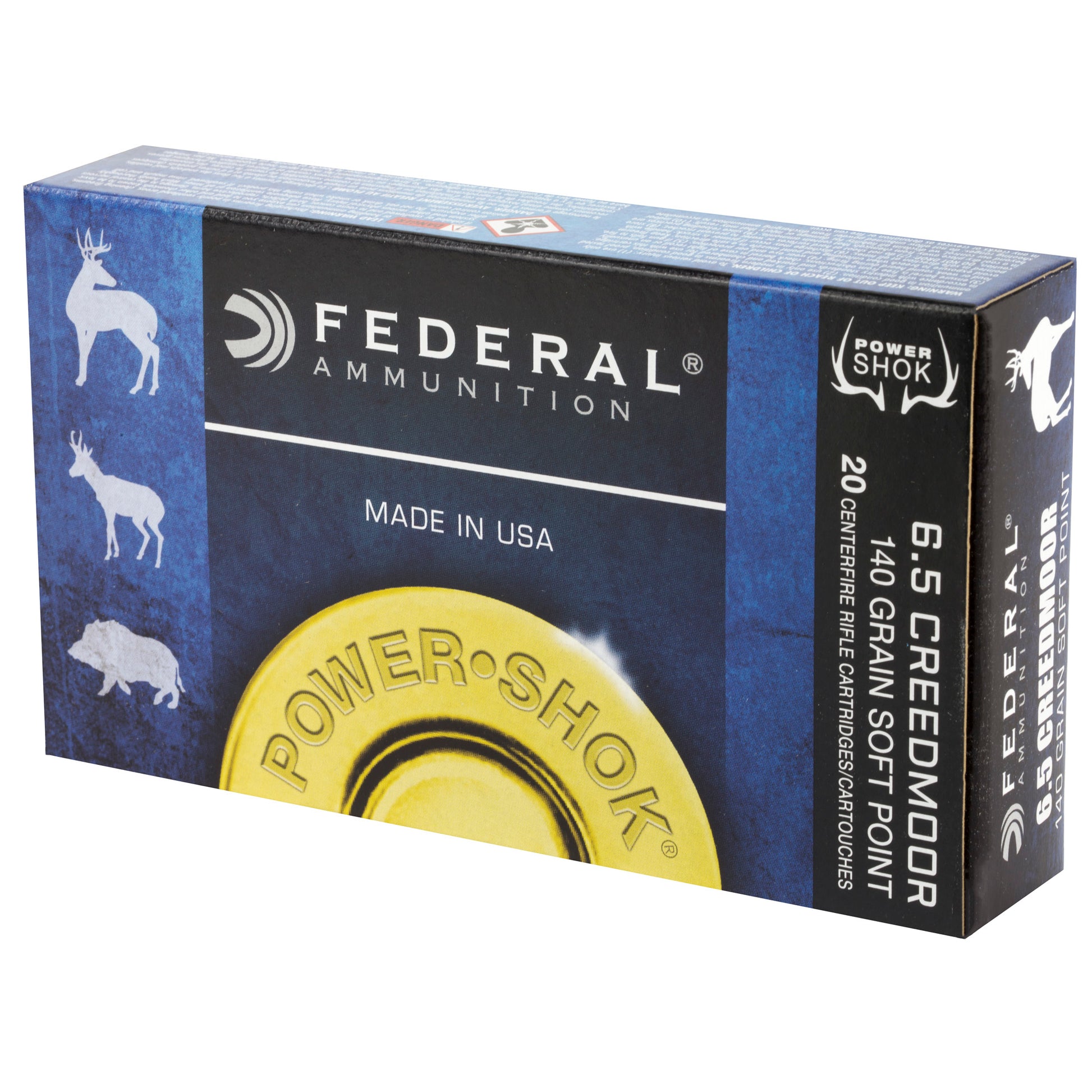 Federal PowerShok 6.5 Creedmoor 140 Grain Soft Point Rifle Ammunition - 20 Rounds per Box