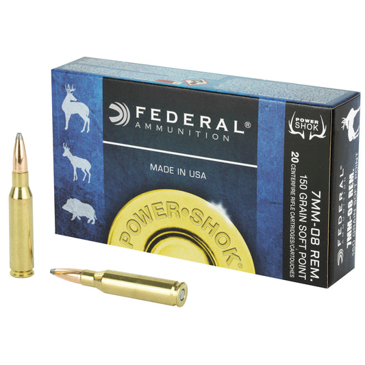 Federal PowerShok 7mm-08 Remington Soft Point Rifle Bullets, 150 Grain * Pack of 20