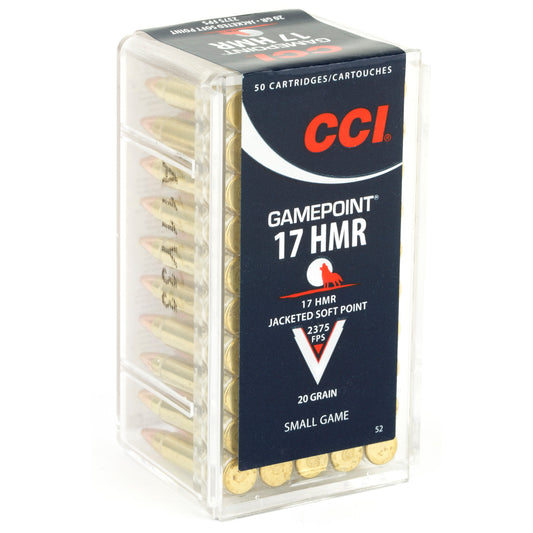CCI Ammunition 17 HMR Gamepoint 20 Grain Jacketed Soft Point * Reliable Small Game Hunting Ammo