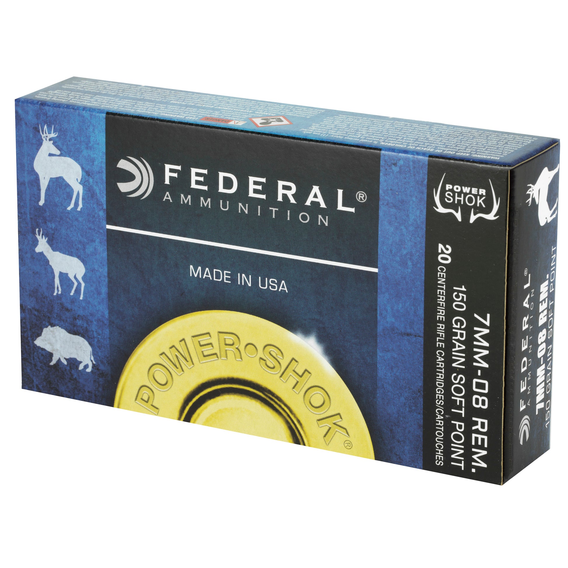 Federal PowerShok 7mm-08 Remington Soft Point Rifle Bullets, 150 Grain * Pack of 20