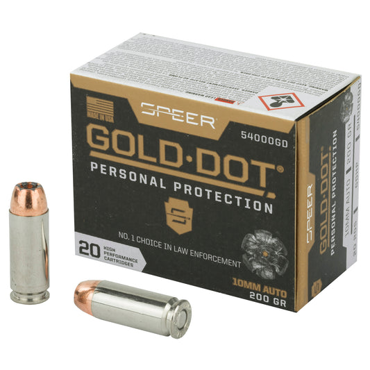Speer Gold Dot 10mm 200-Grain Hollow Point Ammunition * Reliable Self-Defense and Duty Ammo