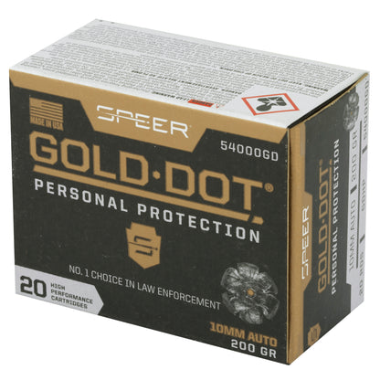 Speer Gold Dot 10mm 200-Grain Hollow Point Ammunition * Reliable Self-Defense and Duty Ammo