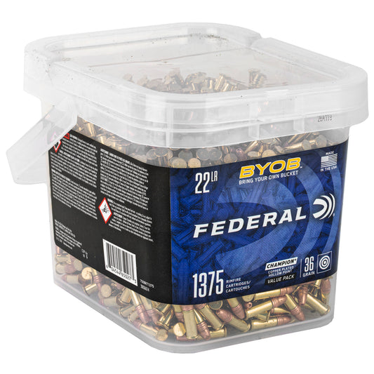 Federal BYOB Rimfire Buckets and Bottles * 22 Long Rifle, 36 Grain Hollow Point Ammo, Bulk Pack of 2,750 Rounds