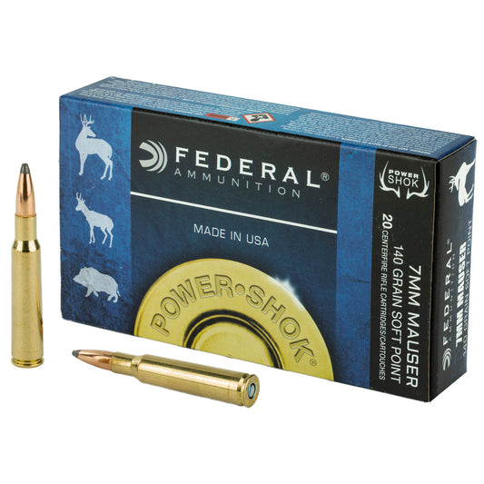 Federal PowerShok 7mm Mauser 140 Grain Soft Point Rifle Ammunition (20 Rounds)
