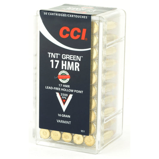 CCI Ammunition 17 HMR 16-Grain TNT Green Hollow Point Ammunition * 50 Rounds per Box