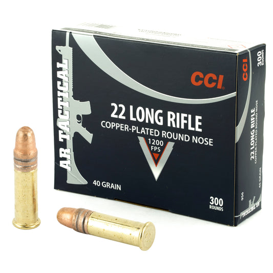 CCI Ammunition 956 .22 LR Tactical Copper Plated Round Nose, 40 Grain, 300 Rounds per Box