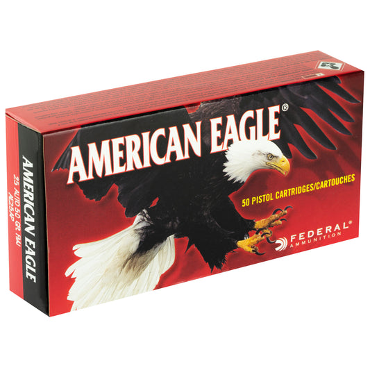Federal American Eagle .25 ACP 50 Grain FMJ Ammunition * Reliable Target Practice and Training Rounds