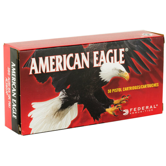 Federal American Eagle .380 ACP 95-Grain Full Metal Jacket Ammunition, 50 Rounds per Box
