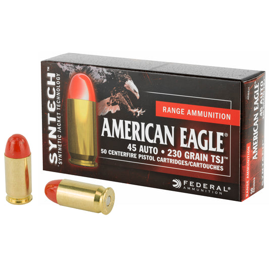 Federal American Eagle Syntech 45 ACP 230 Grain Total Synthetic Jacket Ammunition, 50 Rounds per Box