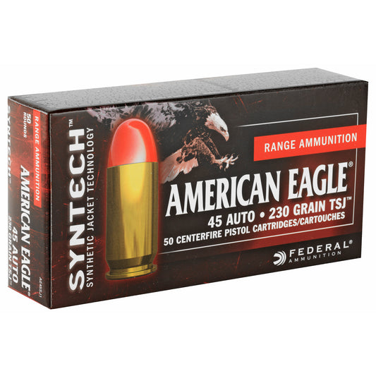 Federal American Eagle Syntech 45 ACP 230 Grain Total Synthetic Jacket Ammunition, 50 Rounds per Box