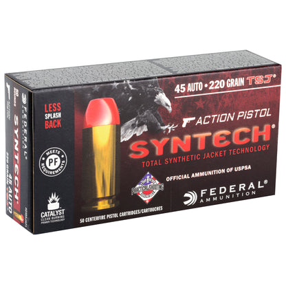 Federal American Eagle Syntech Action Pistol .45 ACP 220-Grain Total Synthetic Jacket Ammunition, 50 Rounds per Box