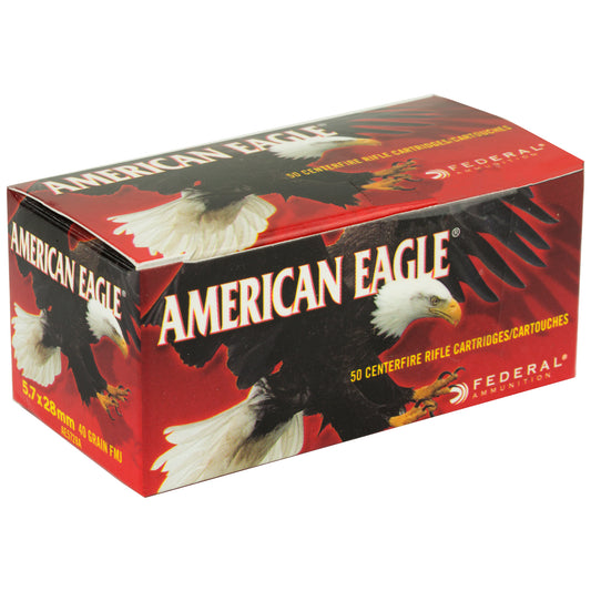 Federal American Eagle 5.7x28mm 40-Grain Total Metal Jacket Ammunition - Pack of 50