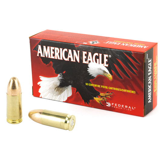 Federal American Eagle 9mm 124 Grain Full Metal Jacket Ammunition (50 Rounds)