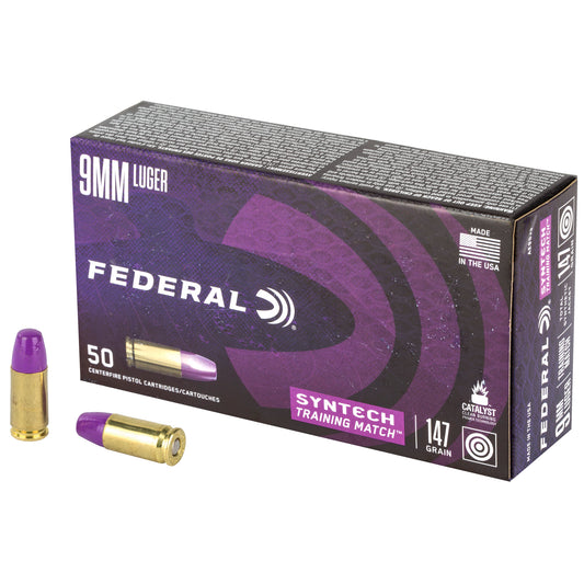 Federal American Eagle Syntech Training Match 9mm 147 Grain Total Synthetic Jacket Ammunition (50 Rounds per Box)