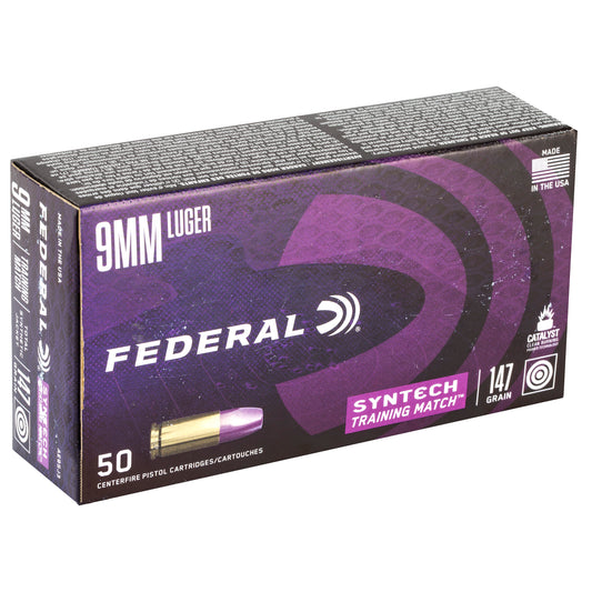 Federal American Eagle Syntech Training Match 9mm 147 Grain Total Synthetic Jacket Ammunition (50 Rounds per Box)