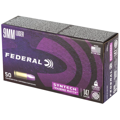 Federal American Eagle Syntech Training Match 9mm 147 Grain Total Synthetic Jacket Ammunition (50 Rounds per Box)