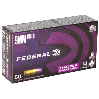 Federal Syntech Training Match 9mm 124 Grain Total Synthetic Jacket Ammunition * 50 Rounds Per Box