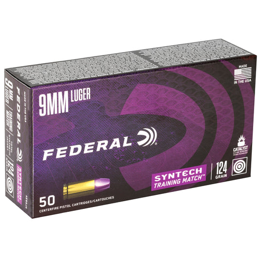 Federal Syntech Training Match 9mm 124 Grain Total Synthetic Jacket Ammunition * 50 Rounds Per Box