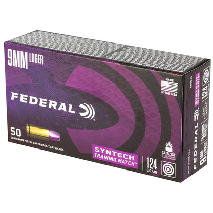 Federal Syntech Training Match 9mm 124 Grain Total Synthetic Jacket Ammunition * 50 Rounds Per Box