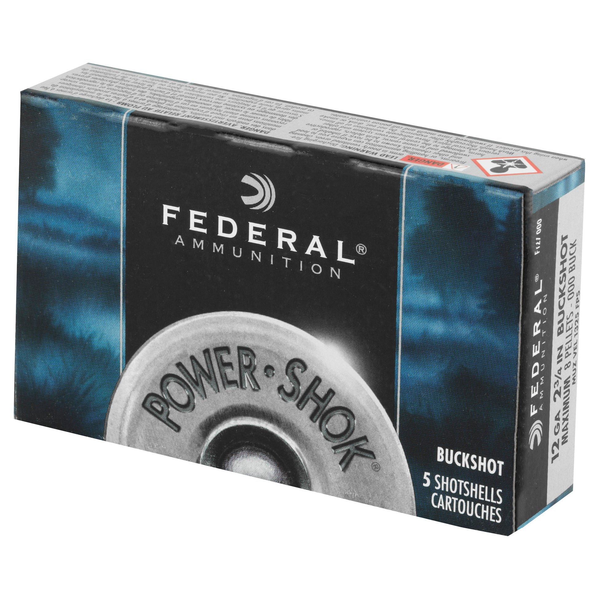 Federal PowerShok 12 Gauge 2.75-Inch 000 Buckshot * 5 Rounds Per Box, 250 Per Case
