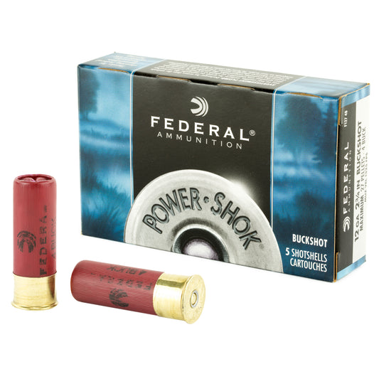 Federal PowerShok 12 Gauge 2.75-Inch 4 Buckshot - Tight Pattern Performance for Hunting and Home Defense