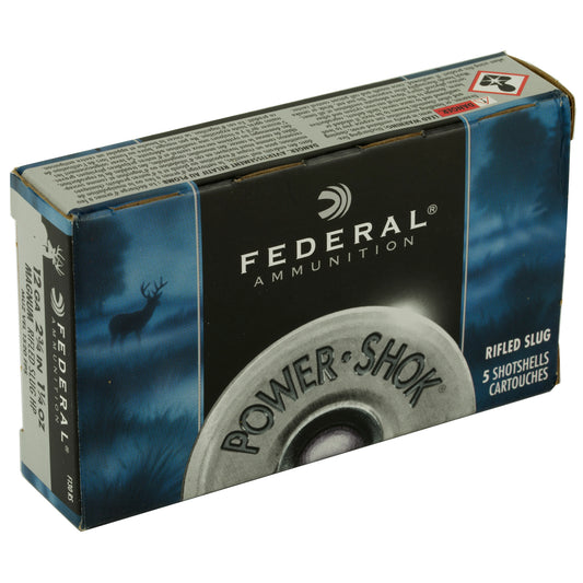 Federal PowerShok 12 Gauge 2.75-Inch Rifled Slug - 1 1/4 oz, 5 Rounds per Box
