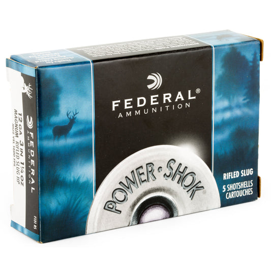Federal PowerShok 12 Gauge Rifled Slug * 1 1/4 oz, Max Dram, 5 Rounds per Box