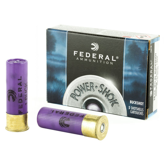 Federal PowerShok 16 Gauge 2.75-inch Buckshot - Max Dram, 1 Buck Pellet, 5 Rounds per Box