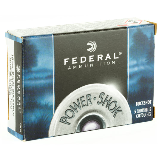 Federal PowerShok 16 Gauge 2.75-inch Buckshot - Max Dram, 1 Buck Pellet, 5 Rounds per Box