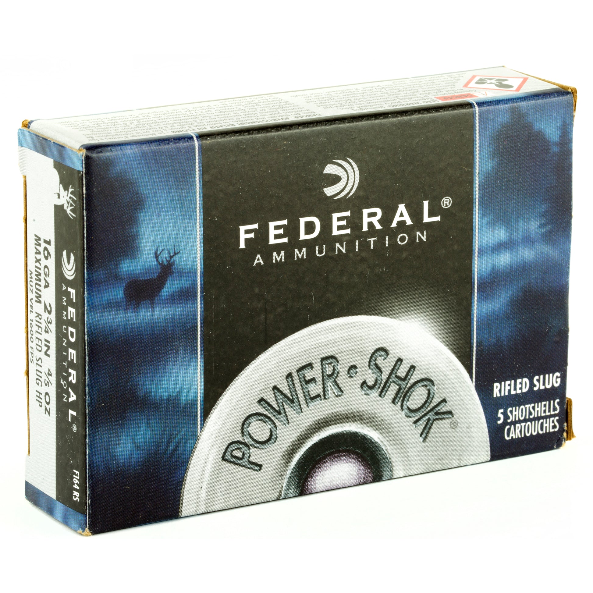 Federal PowerShok 16 Gauge Rifled Slug * Max Dram, 0.80 oz, 5 Rounds per Box