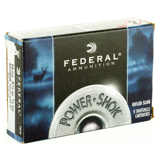 Federal PowerShok 16 Gauge Rifled Slug * Max Dram, 0.80 oz, 5 Rounds per Box