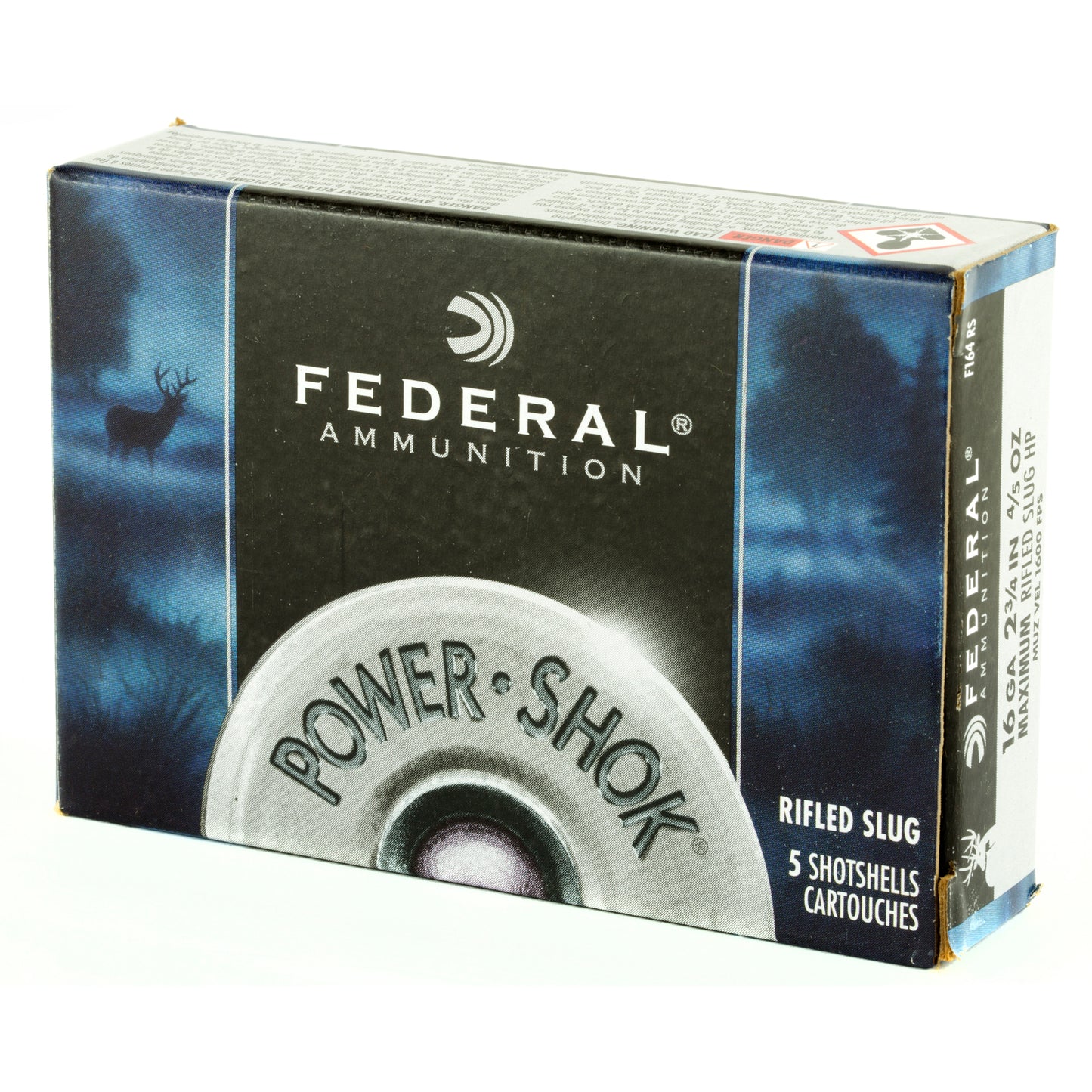 Federal PowerShok 16 Gauge Rifled Slug * Max Dram, 0.80 oz, 5 Rounds per Box