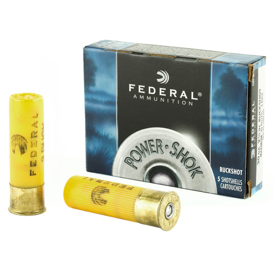 Federal Power Shok Buckshot 20 Gauge, 3 Buckshot, Max Dram - Reliable Hunting and Home Defense Load