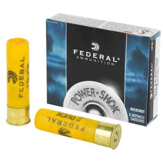 Federal PowerShok 20 Gauge 3 Buckshot - 2 Buck Pellets, Max Dram, 5 Rounds per Box