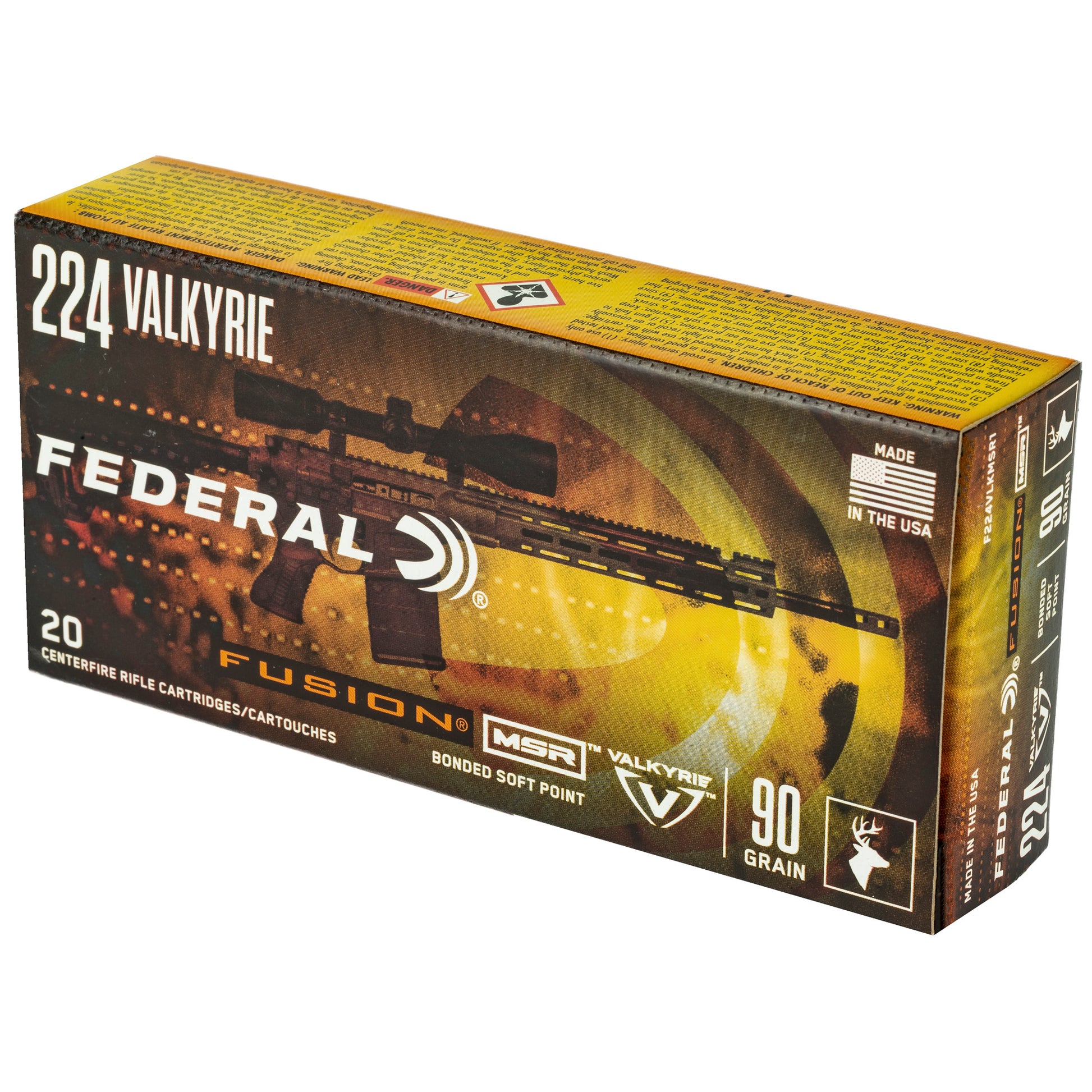 Federal Fusion 224 Valkyrie 90 Grain Boat Tail Rifle Ammunition * 20 Round Box