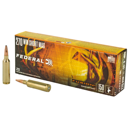 Federal Fusion 270 Winchester Short Magnum 150-Grain Boat Tail Rifle Ammunition * 20 Rounds per Box