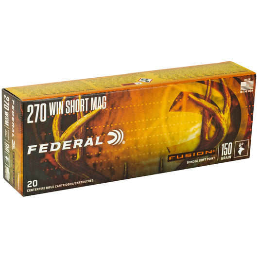 Federal Fusion 270 Winchester Short Magnum 150-Grain Boat Tail Rifle Ammunition * 20 Rounds per Box