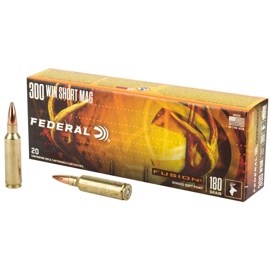 Federal Fusion 300 Winchester Short Magnum 180 Grain Boat Tail Rifle Ammunition - 20 Rounds