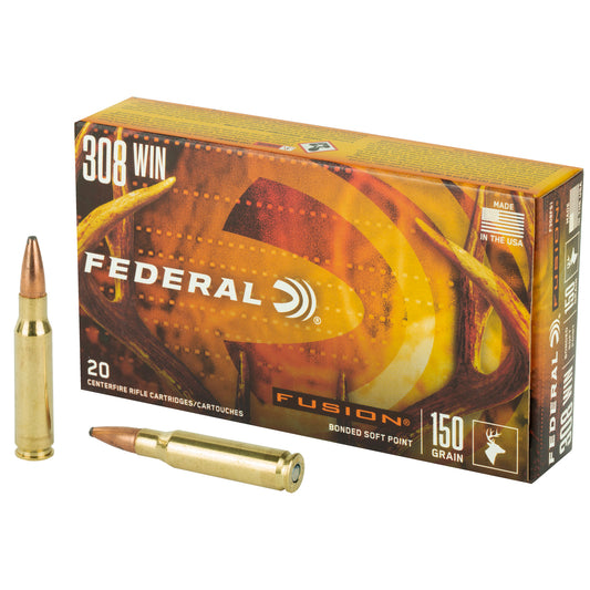 Federal Fusion .308 Winchester 150 Grain Boat Tail Rifle Ammunition - 20 Rounds per Box