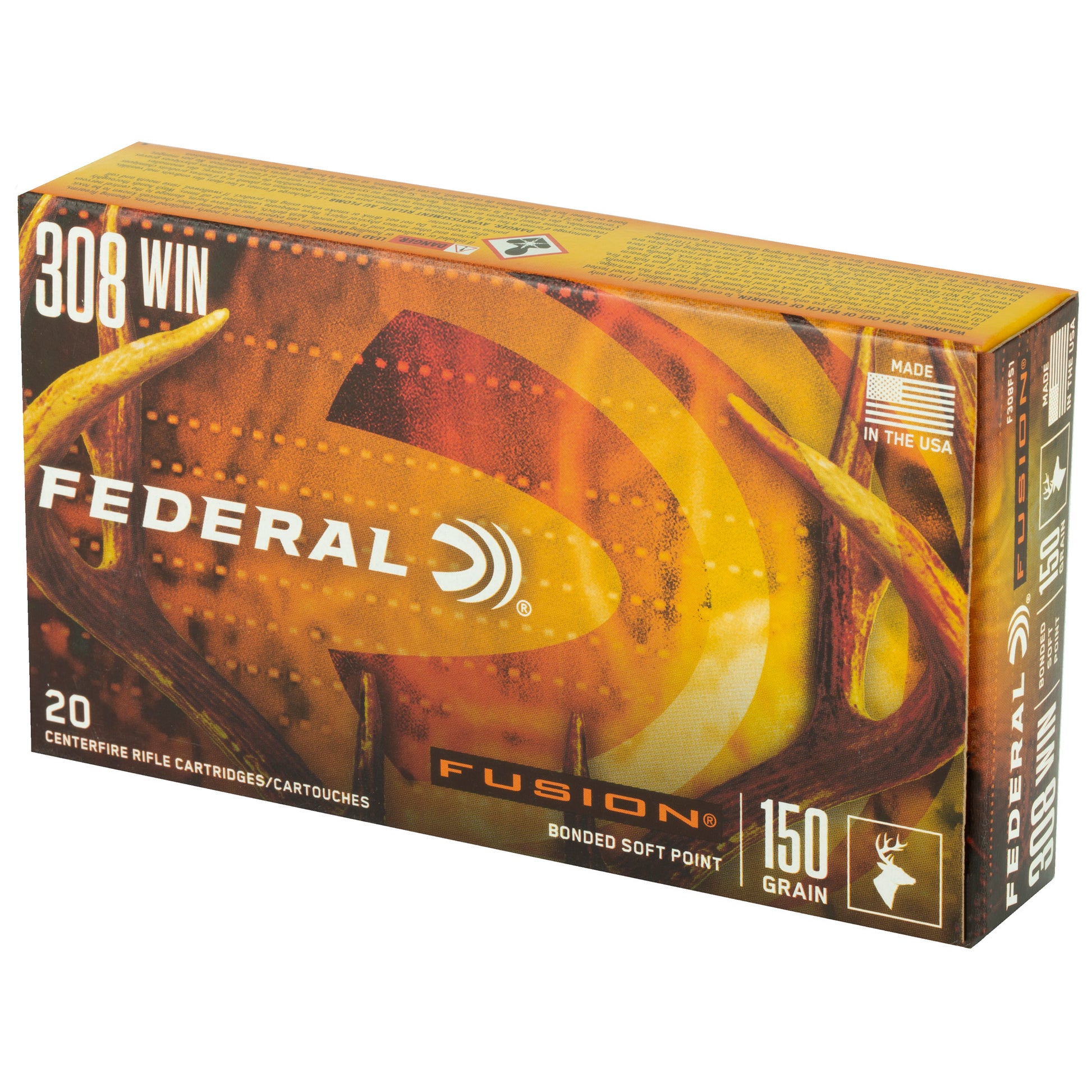 Federal Fusion .308 Winchester 150 Grain Boat Tail Rifle Ammunition - 20 Rounds per Box