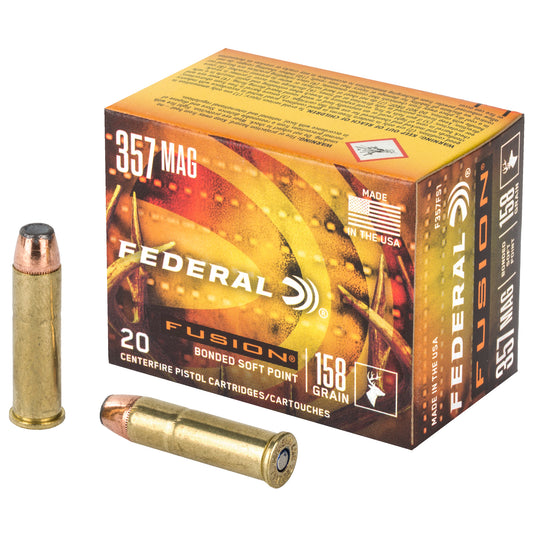 Federal Fusion 357 Magnum 158 Grain Hollow Point Rifle Hunting Ammo - Pack of 20