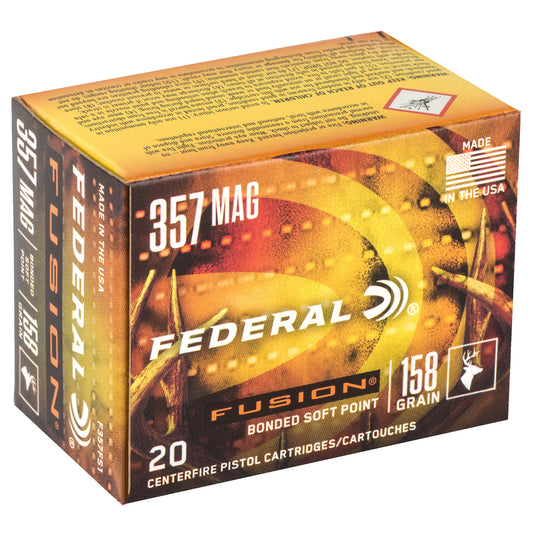 Federal Fusion 357 Magnum 158 Grain Hollow Point Rifle Hunting Ammo - Pack of 20