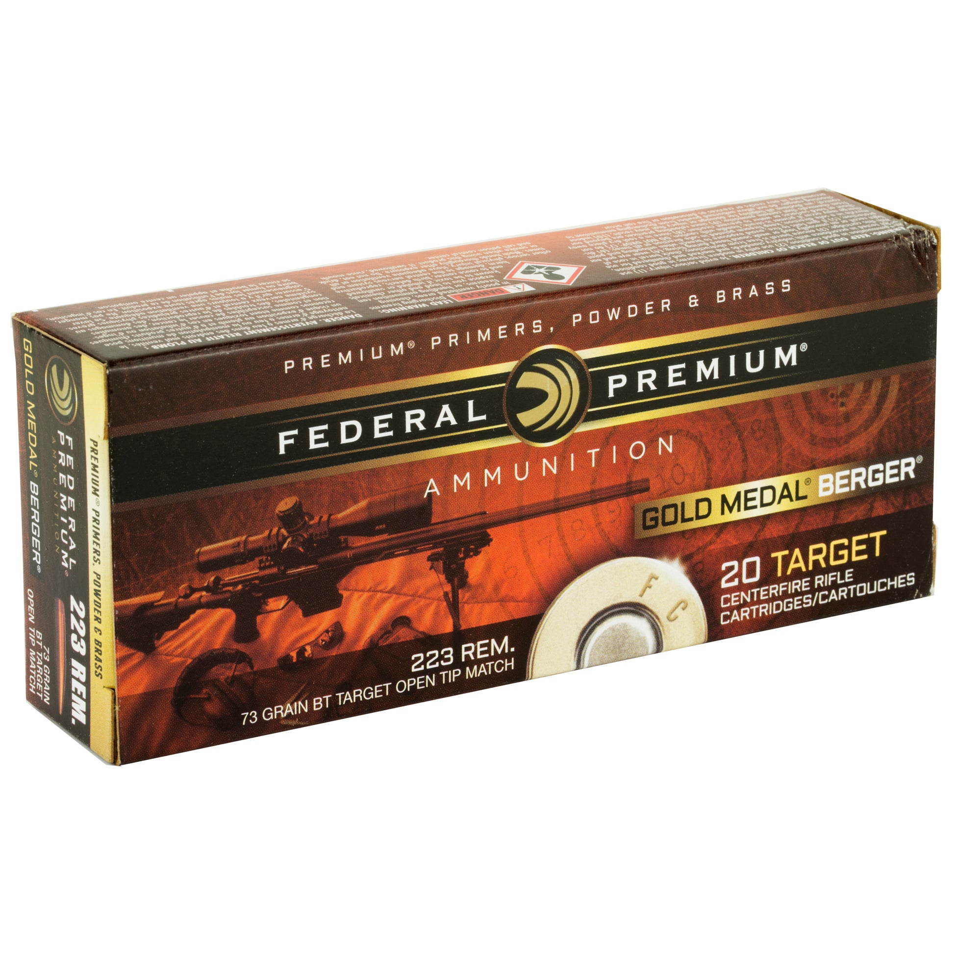 Federal Gold Medal 223 Remington 73-Grain Berger Boat Tail Match Ammunition - 20 Rounds