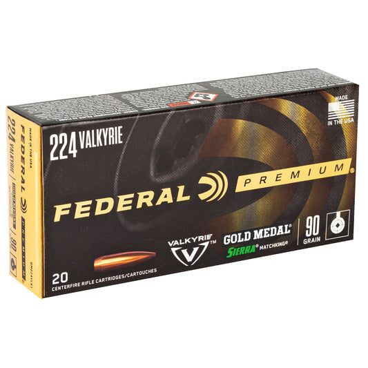 Federal Gold Medal .224 Valkyrie 90-Grain Boat Tail Hollow Point Rifle Ammunition (20 Rounds per Box)