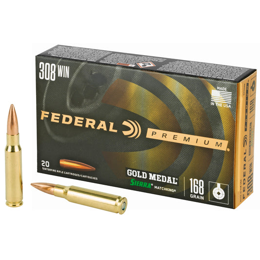 Federal Gold Medal .308 Winchester 168 Grain Boat Tail Hollow Point Match Ammunition (20 Rounds)