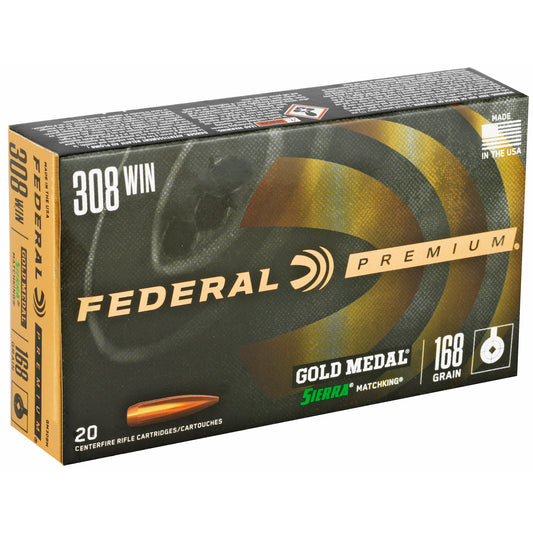 Federal Gold Medal .308 Winchester 168 Grain Boat Tail Hollow Point Match Ammunition (20 Rounds)