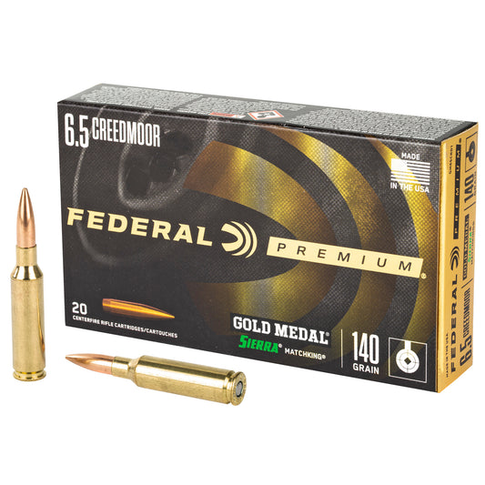 Federal Gold Medal 6.5 Creedmoor 140 Grain Sierra MatchKing Boat Tail Hollow Point Ammunition - Precision Rifle Load for Elite Shooters